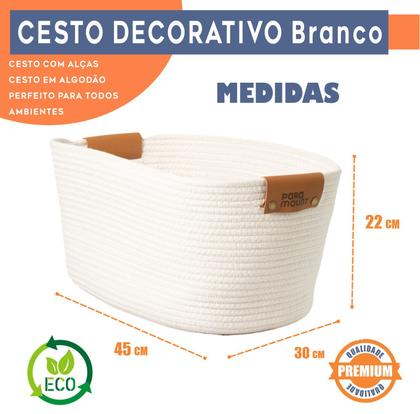 Imagem de Kit 2 Cesta Organizadora Multiuso Com Alça Cesto Decorativo Em Algodão 45x30 cm 22cm Altura 3 cores