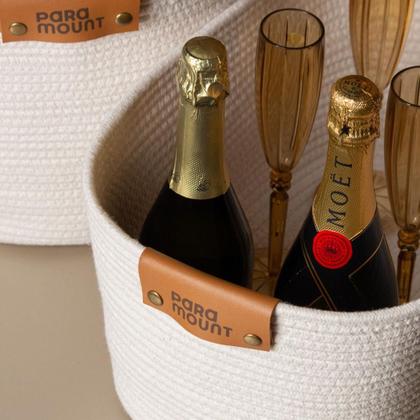 Imagem de Kit 2 Cesta Organizadora Multiuso Com Alça Cesto Decorativo Em Algodão 45x30 cm 22cm Altura 3 cores