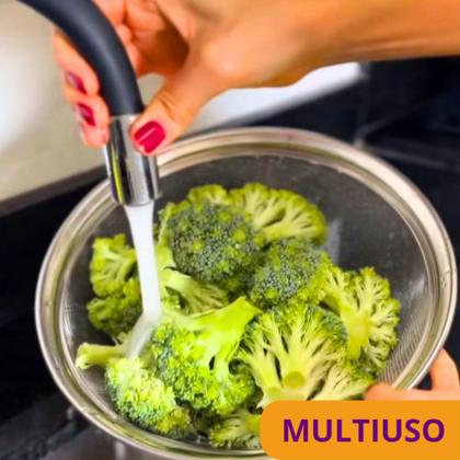 Imagem de Kit 2 Cestas Aço Inox Multiuso 25m e 22cm Escorredor de Macarrão Legumes Arroz Fruteira Porta Ovos