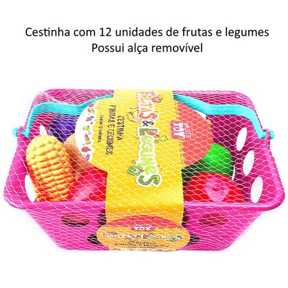 Imagem de Kit 2 Cestas Compras com 24 Verduras Legumes Frutas Infantil