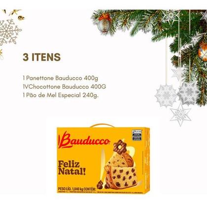 Imagem de Kit 2 Cestas De Natal Bauducco Pp - 3 Itens