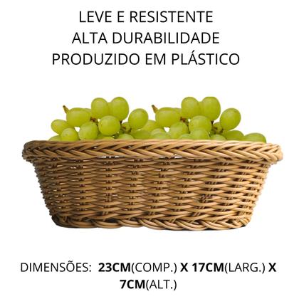 Imagem de Kit 2 Cestas Redonda Trançada Pão Frutas Para Servir 23cm