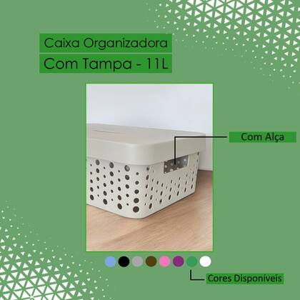 Imagem de Kit 2 Cesto Caixa Organizadora com Tampa 11 Litros Rattan 36x27x12 Multiuso Organizador de Ambiente Gaveta