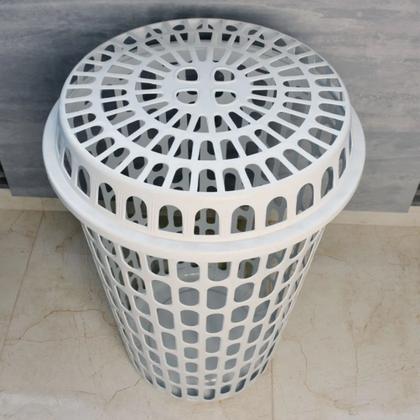 Imagem de Kit 2 Cesto De Roupas Sujas Multiuso Telado Tampa 60l Branco