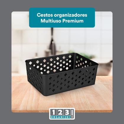 Imagem de Kit 2 Cesto Multiuso Organizador Premium Preto 123Organizei