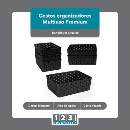 Imagem de Kit 2 Cesto Multiuso Organizador Premium Preto 123Organizei