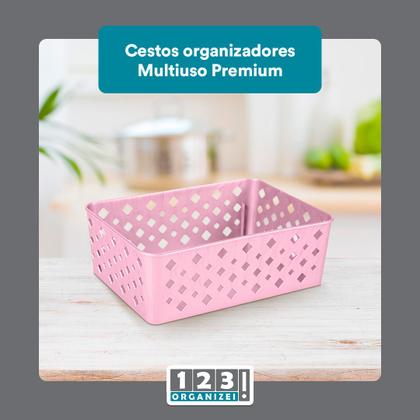 Imagem de Kit 2 Cesto Multiuso Organizador Premium Rosa 123Organizei