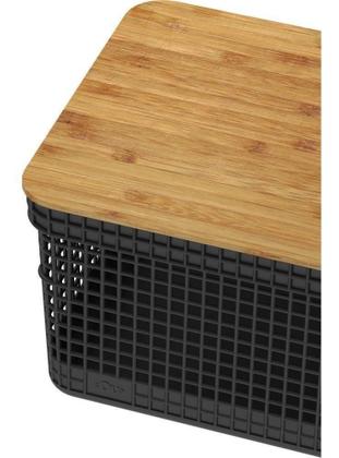 Imagem de Kit 2 Cesto Organizador Grid C Tampa De Bambu 8L E 20 Litros