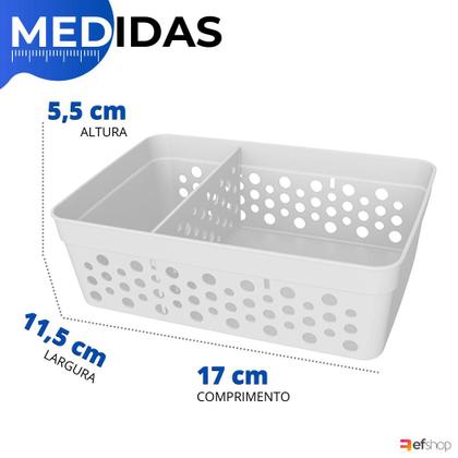 Imagem de Kit 2 Cesto Organizador Rattan c/ Divisória Removível 17x11