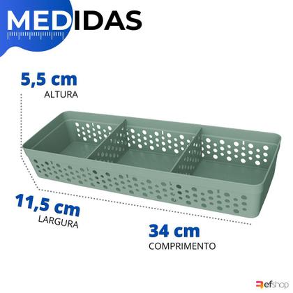 Imagem de Kit 2 Cesto Organizador Rattan c/ Divisória Removível 34x11