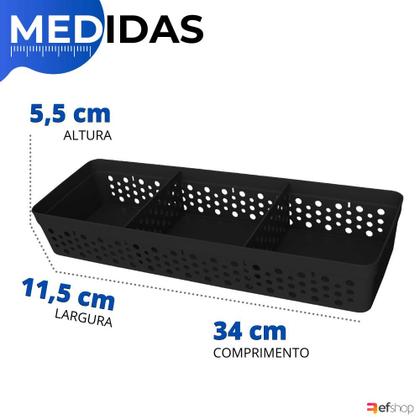 Imagem de Kit 2 Cesto Organizador Rattan c/ Divisória Removível 34x11