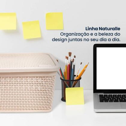 Imagem de Kit 2 Cestos, Caixa Organizadora Rattan 4 Litros com Tampa