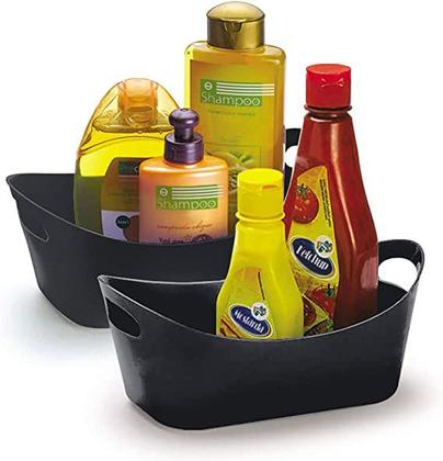 Imagem de Kit 2 Cestos Cestinho Organizador Porta Tudo Multiuso Preto