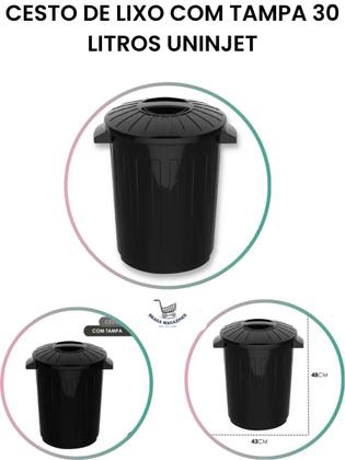 Imagem de Kit 2 Cestos de Lixo com Tampa 30 Litros Uninjet  Organize seu Espaço com Praticidade e Estilo