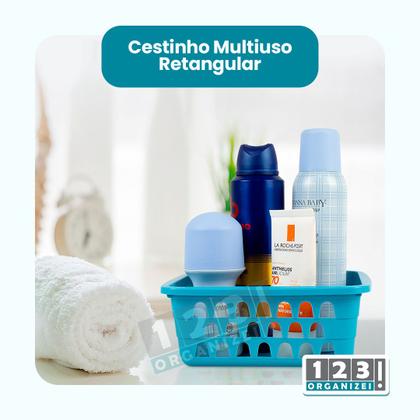 Imagem de Kit 2 Cestos Multiuso Organizador Médio Cinza 20x15x6