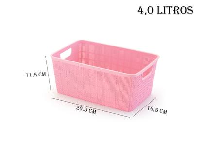 Imagem de Kit 2 Cestos Org 4 lts Armário Gaveta Lavanderia Rattan