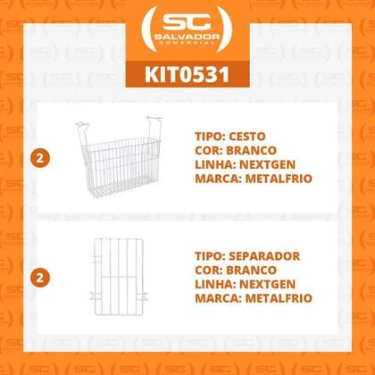 Imagem de Kit - 2 Cestos Organizador Nextgen Para E Hf Metalfrio + 2 Separadores
