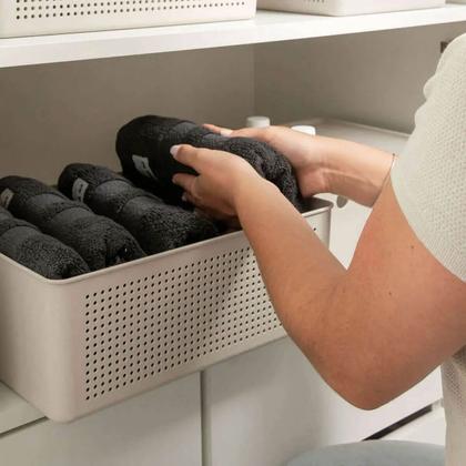 Imagem de Kit 2 Cestos Organizadores Multiuso 12L Bege Flow 34x27x13cm Ou Lavanderia Closet