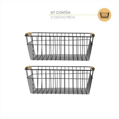 Imagem de Kit 2 Cestos Organizadores Multiuso Fruteira Porta Objetos
