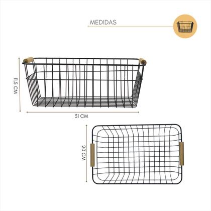 Imagem de Kit 2 Cestos Organizadores Multiuso Fruteira Porta Objetos