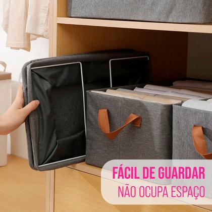 Imagem de  Kit 2 Cestos Organizadores Multiuso Guarda Roupa Armário Decoração Closet Lavanderia Brinquedos Organização Casa Caixa