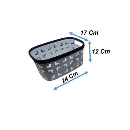 Imagem de Kit 2 Cestos Organizadores Multiuso Plástico Branco Vazado P e M com Borda Cinza