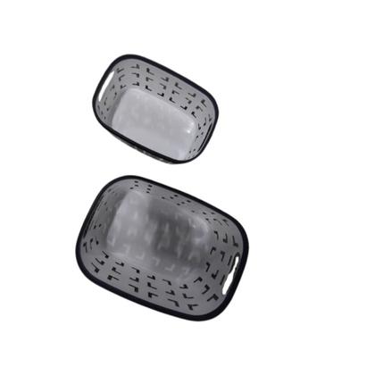 Imagem de Kit 2 Cestos Organizadores Multiuso Plástico Branco Vazado P e M com Borda Cinza