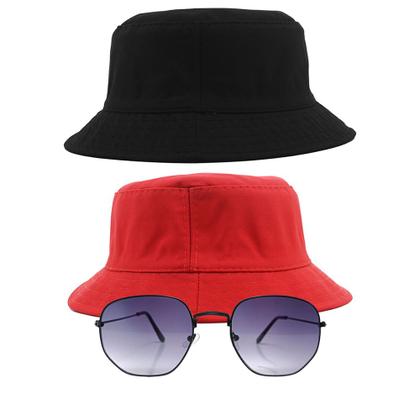 Imagem de Kit 2 Chapéu Bucket Hat E Oculos De Sol Hexagonal Preto MD-04