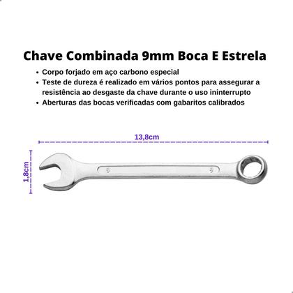 Imagem de Kit 2 Chave Combinada 9e11mm Aço Carbono Boca E Estrela