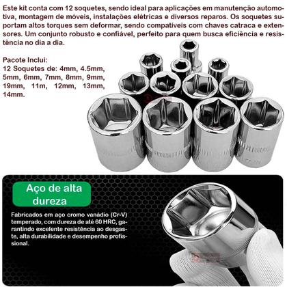 Imagem de Kit 2 Chaves Catraca Reversivel Emborrachada de 1/2" e 1/4" Reforçada Aço + Bits Soquetes e Extensor 29 Peças + Maleta