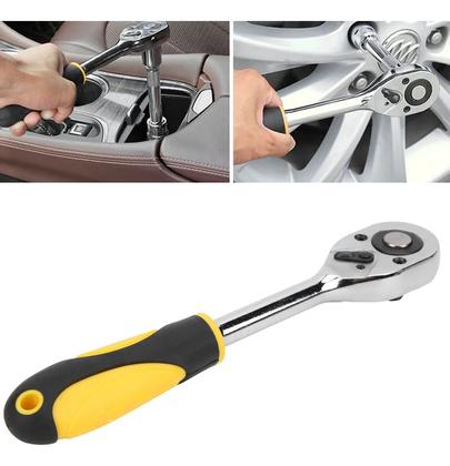 Imagem de Kit 2 Chaves Catraca Reversivel Emborrachada de 1/2" e 1/4" Reforçada Aço + Bits Soquetes e Extensor 29 Peças + Maleta