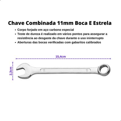 Imagem de Kit 2 Chaves Combinada 11e18mm Aço Carbono Boca E Estrela