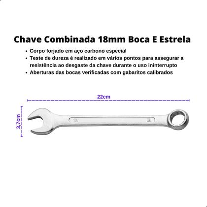 Imagem de Kit 2 Chaves Combinada 11e18mm Aço Carbono Boca E Estrela