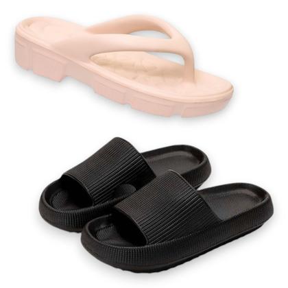 Imagem de Kit 2 Chinelos Nuvem Slide e Tamanco Ortopédico Terapêutico