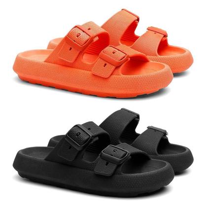 Imagem de Kit 2 Chinelos Papete Nuvem Feminino Slide Tira Dupla Casual