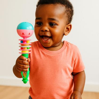 Imagem de Kit 2 chocalhos infantil para criança bebê som suave colorido divertido menino menina interativo