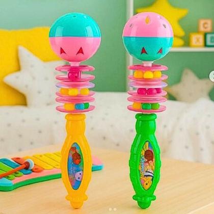 Imagem de Kit 2 chocalhos infantil para criança bebê som suave colorido divertido menino menina interativo
