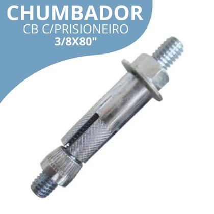 Imagem de Kit 2 Chumbador CB Parabolt Com Prisioneiro 3/8X80" Bucha Aço Fixação Tijolo Parede Concreto Travamento