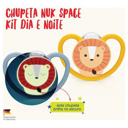 Imagem de Kit 2 Chupetas Bebê NUK Space 6 a 18 Meses Bico Silicone Ortodôntico