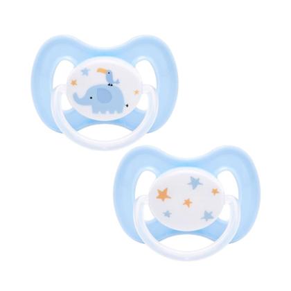 Imagem de Kit 2 Chupetas Buba Comfort Brilha no Escuro com Bico Simétrico em Silicone Ultra Soft Design Ventilado Livre de BPA Com Duas Opções de Tamanhos