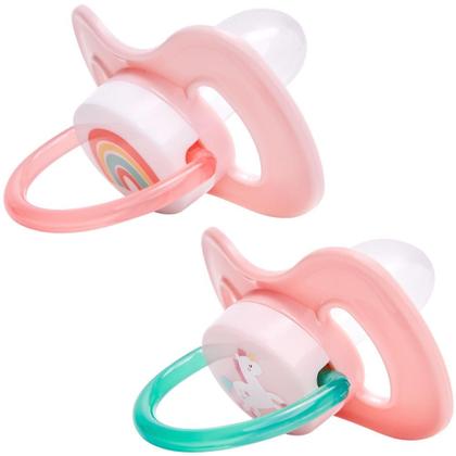 Imagem de Kit 2 Chupetas Buba Comfort Tam 1 Noturna Unicórnio Rosa