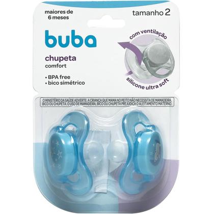 Imagem de Kit 2 Chupetas Buba Comfort Tam 2 Noturna Ursinhos Azul