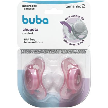 Imagem de Kit 2 Chupetas Buba Comfort Tam 2 Noturna Ursinhos Rosa