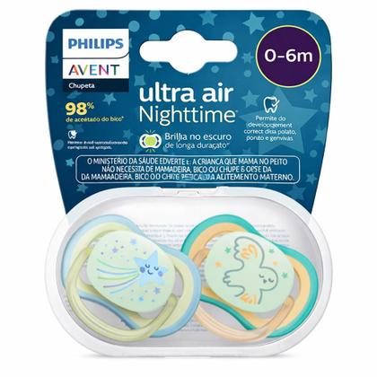 Imagem de Kit 2 Chupetas Ultra Air Noturna De 6-18 Meses Dupla Verde Menino - Philips Avent