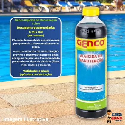 Imagem de Kit 2 Clarificant Genfloc 1L + 1 Algicida Manutenção 1L Genco