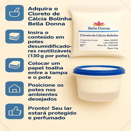 Imagem de Kit 2 Cloreto De Cálcio Bolinha + 10 Potes Vazios