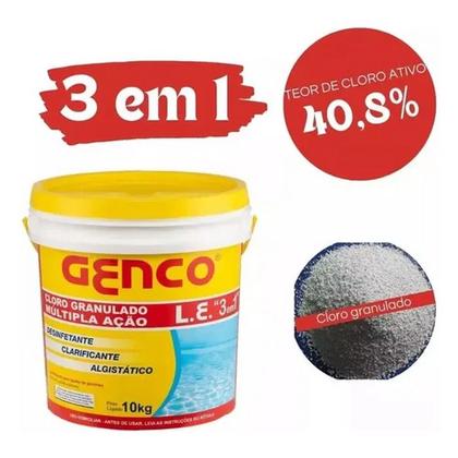 Imagem de KIT 2 CLORO GENCO 10KG MULTI ACAO - 3 EM 1 UNICO - 10kg