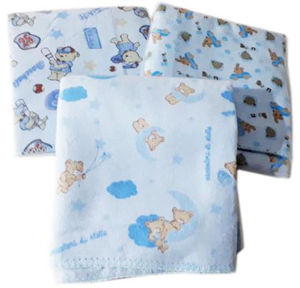 Imagem de Kit 2 Cobertor Bebe Flanelado Estampado 90 cm x 110 cm Com Croche