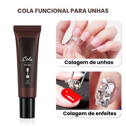 Imagem de Kit 2 Cola De Unha Postiça Sólida Em Gel Tips Alongamento 20g