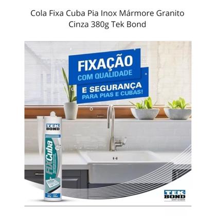 Imagem de Kit 2 Cola Fixa Cuba Pia Inox Mármore Granito 380g Tek Bond